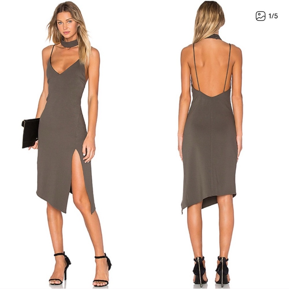 NEW Backstage Nina Khaki Midi Dress Revolve